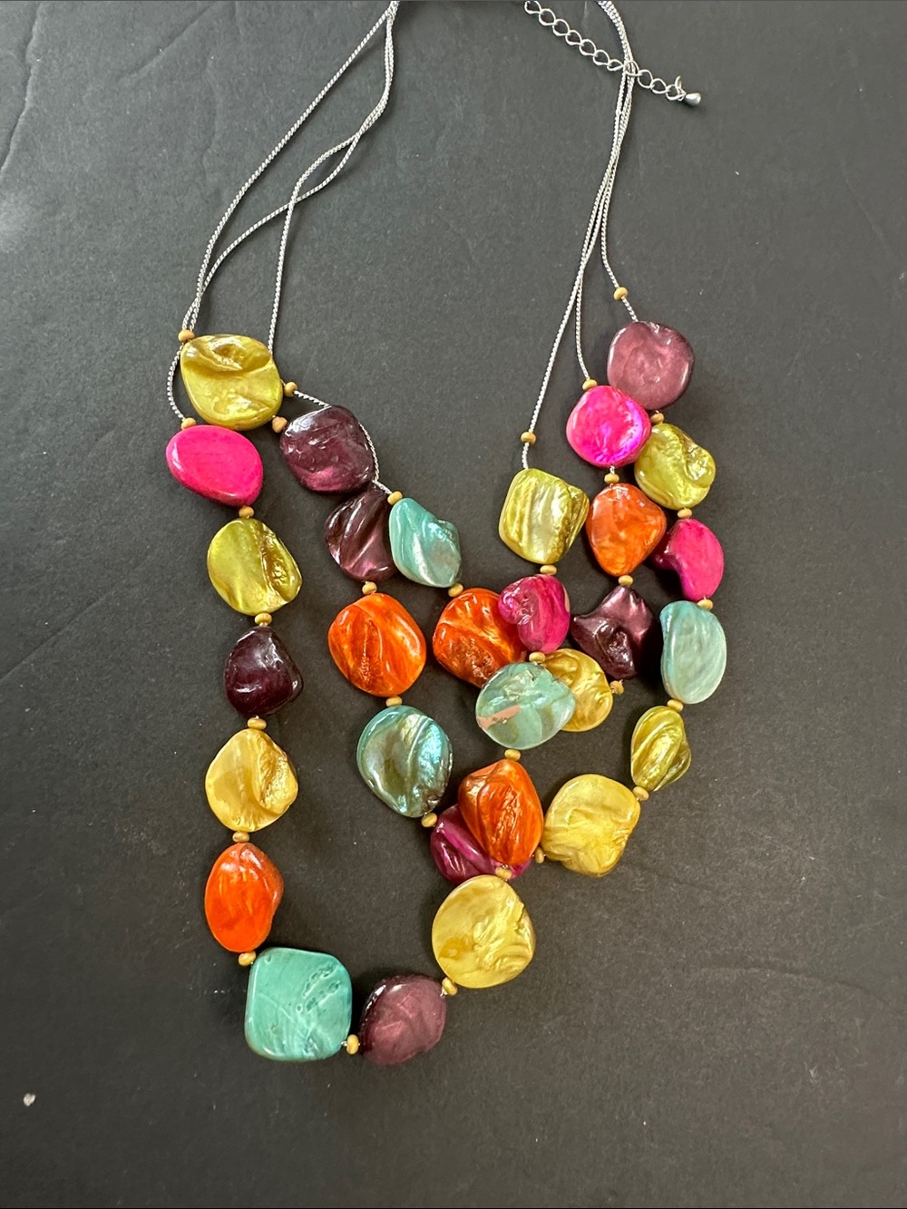 Multicolor Statement Bead Necklace - Women Jewelry 3 strand